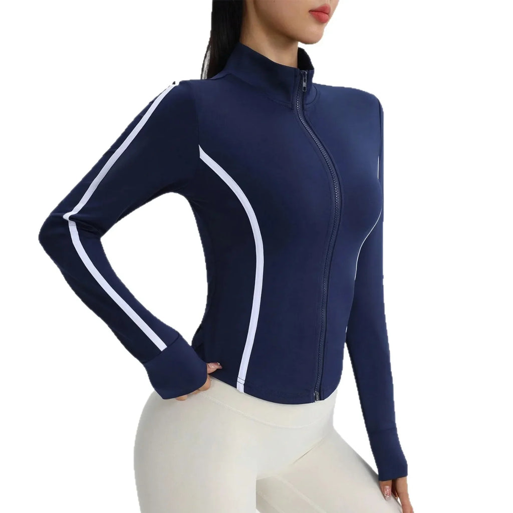 Chaqueta deportiva de cuello alto para mujer, otoño e inv...